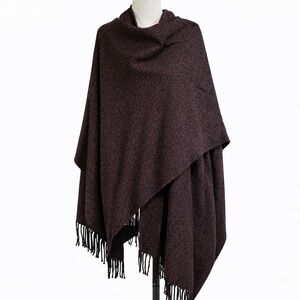 Peter Nygard Brown & Black Cheetah Print Long Fringe Wrap Shawl NWT